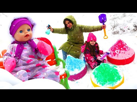 Maya ve Lina – Olaf Frozen Oyuncak için dondurma! Kızlar için Baby Born bebek oyunları