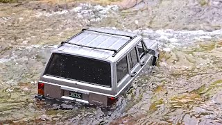 1/10 scale Jeep Cherokee Chief custom chassis yota axle - #offroad #rockcrawling #forest #valley
