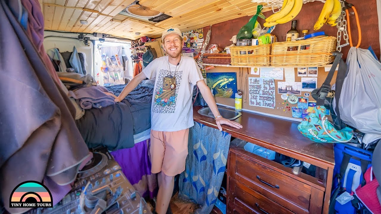 DIY Nissan NV Camper Van – Stealth Traveling DJ’s Tiny House