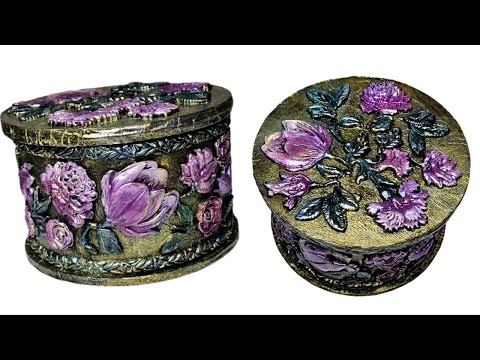 Beautiful Jewelry box with simple materials/Decoupage on cardboard