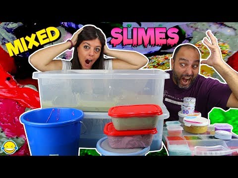 MIXING ALL OUR SLIMES!! GIANT SMOOTHIE SLIME!! mezclamos todos nuestros slimes. Slime gigante!!