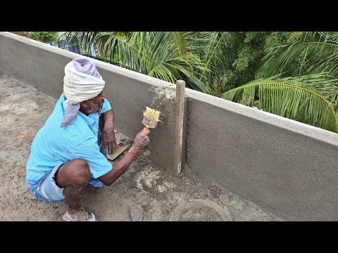 Piller Plastering Construction_Concrete Roof Handwall Piller Plastering with Cement|Piller Design