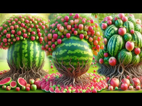 Easy and fast technique for growing and planting hybrid apple and watermelon fruit trees #gardening