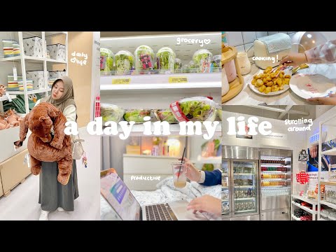 A DAY IN MY LIFEᯓᡣ𐭩🧸🎧cooking,morning grocery,strolling around,get work done,productive,daily life