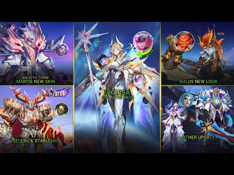 PHARSA GALACTIC SKIN, AULUS NEW LOOK, BELERICK STARLIGHT, MARTIS NEW SKIN Mobile Legends: Bang Bang