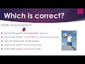 Punctuation and Examples in Sentences