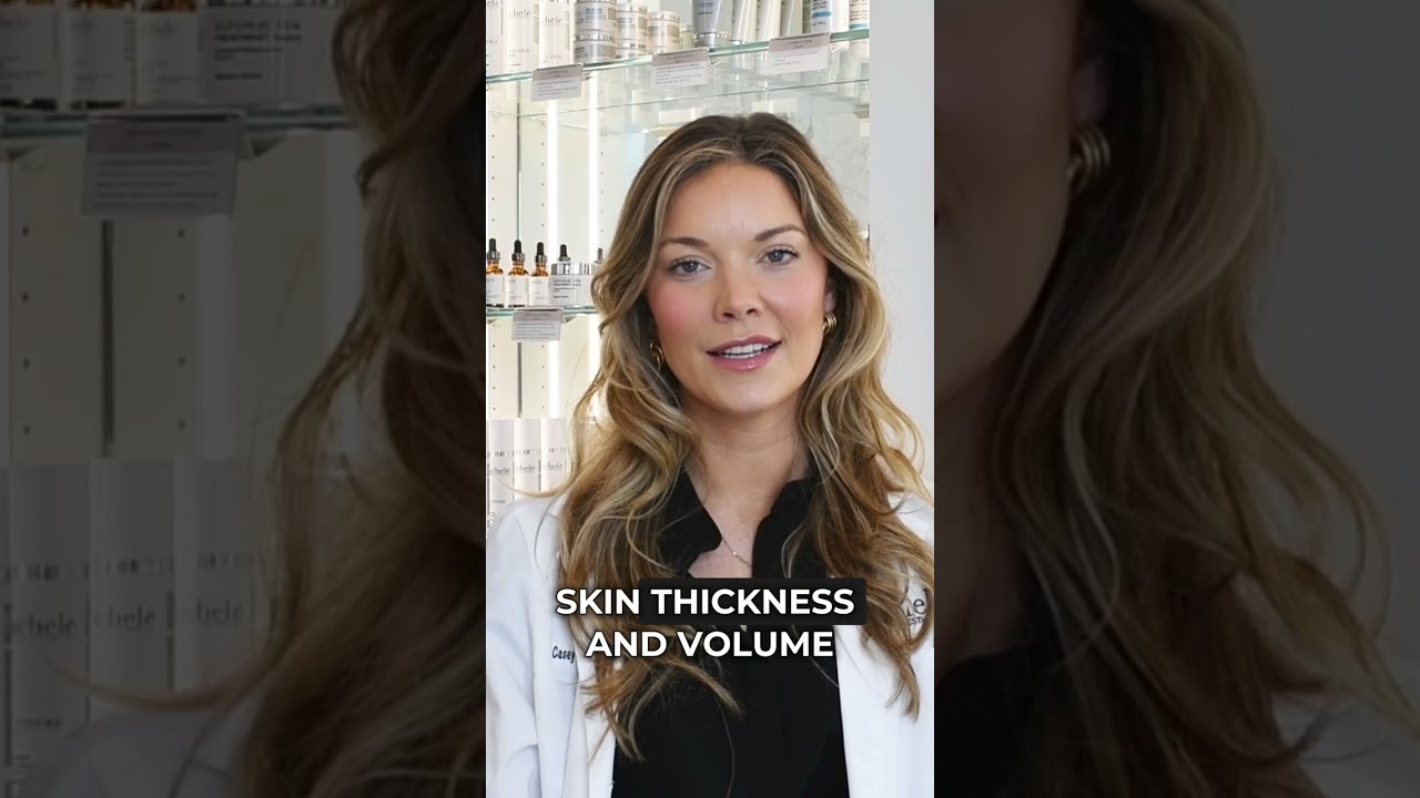 Woman discussing skin thickness and volume.