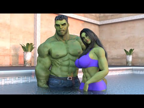 She Hulk & Hulk at the pool