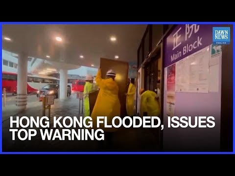 YouTube video thumbnail: Hong Kong Flooded: Black Rainstorm Warning Shuts Hospitals, Turns Stairs Into Waterfalls