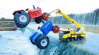 Farmtrac Tractor Tata Dumper Truck Eicher Tractor Ac-cident River Pulling Out Crane Tractor ? CS Toy