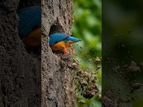 The Kingfisher Building a Nest out of Fish Bones! #timelapse #nest #birds #wildlife #birdnest