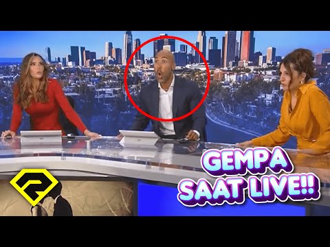 PANIK!! GEMPA SAAT SIARAN LANGSUNG!! Pembawa Acara TV Panik, Saat Gempa Bumi Di Los Angeles!!