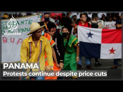 YouTube video thumbnail: Panama protests continue despite food and fuel price cuts