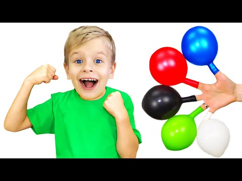 Daddy Finger nursery rhymes | Dima pretend play with balloons | kids song