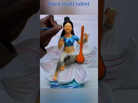कमल के फूल पर सरस्वती माता बनाने सीखें || Saraswati mata making 2024