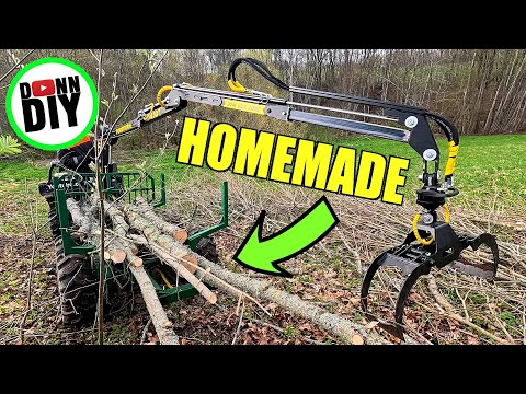 DIY Timber Trailer w. Hydraulic Crane Hauling Firewood