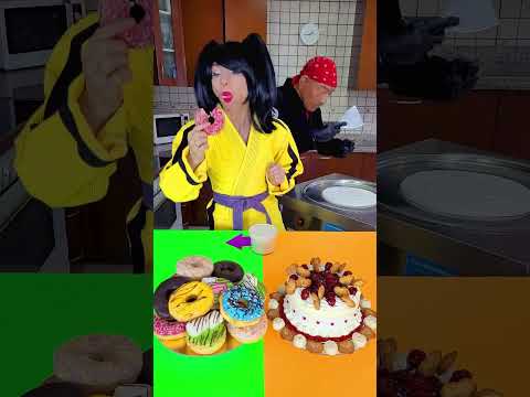 Ice cream challenge! Donuts vs cherry cake #Shorts