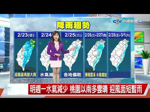 【彥迪氣象報報】冷氣團影響 低溫中部以北10-13 南東14-15度│中視晚間氣象 20250223