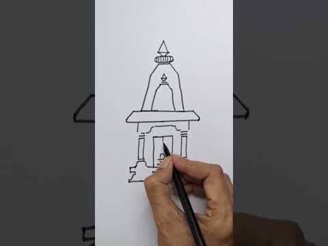 Draw a  Hindu temple easy for beginners step by step