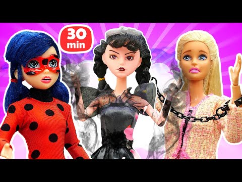 Ladybug vs Barbie et Mercredi⚡️🐞Des batailles épiques!😈Jeux avec poupées pour filles