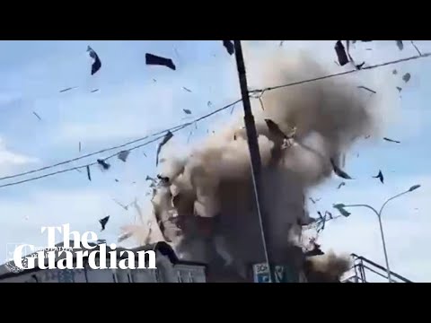 YouTube video thumbnail: Moment When Russian Drone Hits Educational Building in Kharkiv