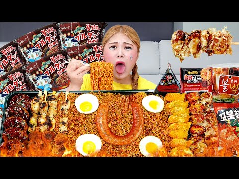 ASMR Spicy Food Mukbang 매운 음식 먹방 모음! Buldak Yakisoba Spicy Fire Noodle Takoyaki 킬바사 | HIU 하이유