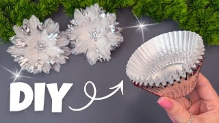 ❄️ Easy Christmas Snowflakes from Cupcake Liners | DIY Christmas Decorations 🎄