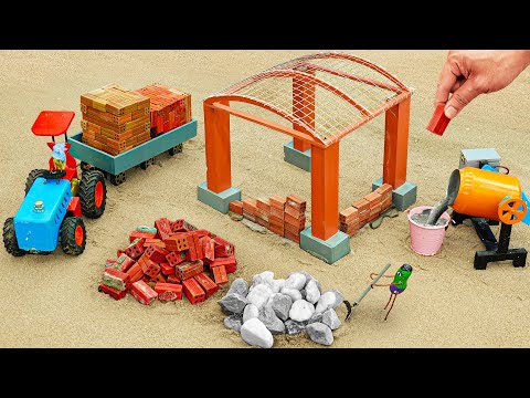 Diy tractor mini Bulldozer to Cleaning Road | diy mini Concrete House Construction | HP Mini