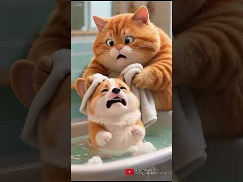 Monkey Blames Corgi — But Orange Cat’s Spring Trap Sends Him Flying! 🐒💥🎨  #cutdog #funny #cat