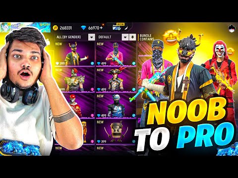 Free Fire Luckiest Noob To Pro Id Got All Rare Old Bundles From Free Spins 😍 -Garena Free Fire