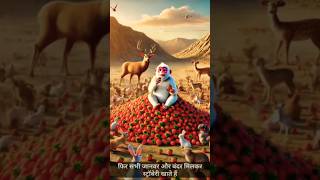 Look how the little monkey plants a strawberry tree in the desert#ai #animals #animation #monkey