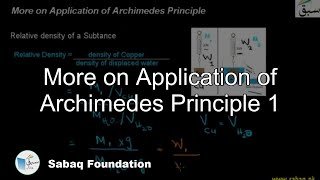 More on Application of Archimedes Principle 1