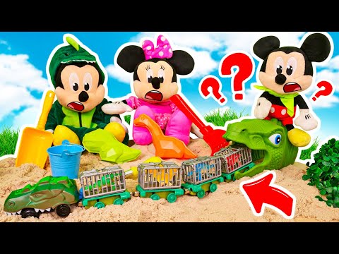 ¿Podrás encontrar todos los dinosaurios? Juego para niños. Vídeo con Mickey Mouse.