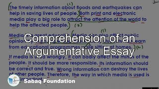 Comprehension of an Argumentative Essay