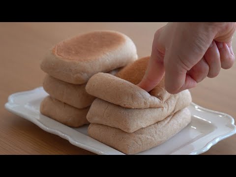 후라이팬만 있으면 이렇게 폭신한 통밀빵 만들 수 있어요 (설탕 버터 싹 뺀 담백한 통밀빵, 샌드위치 활용 꿀팁)