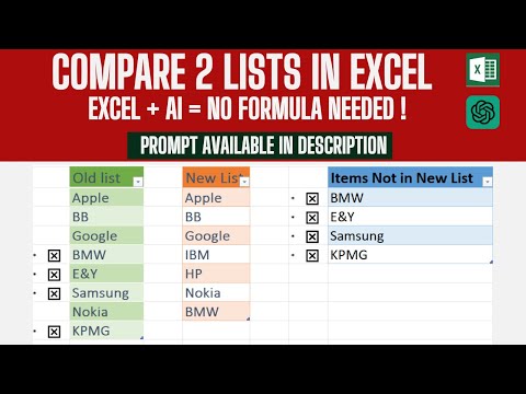 Compare 2 lists in Excel with AI To Find Differences