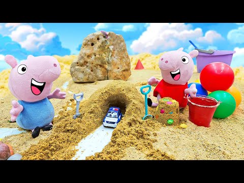 Peppa Wutz Spielzeug Video. Peppa und Schorsch spielen im Sandkasten. Plüpa Plüsch