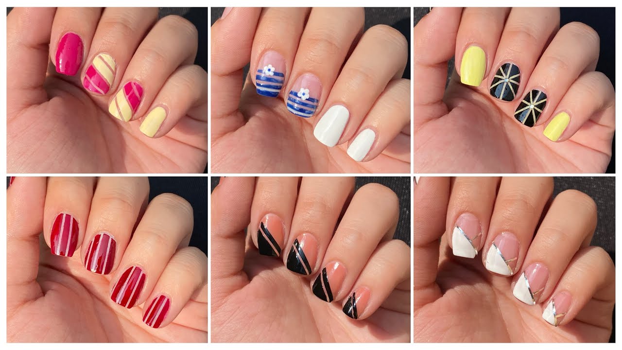 5+ Easy striping tape nail art designs ideas || Nail art for short nails