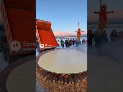 Самый большой блин с икрой на Камчатке #shorts #масленница #блин #икракрасная