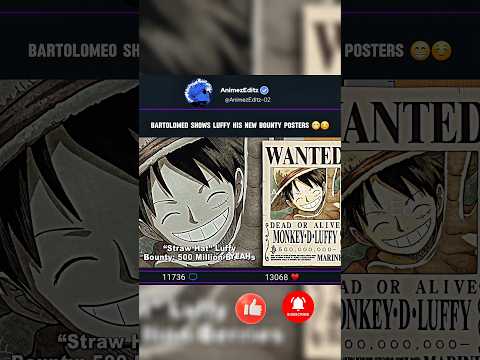 Luffy bounty poster #luffy #zoro #sanji #bartolomeo #onepiece