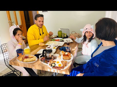 روتين صباح /وجبة افطار وغدى بيتزا