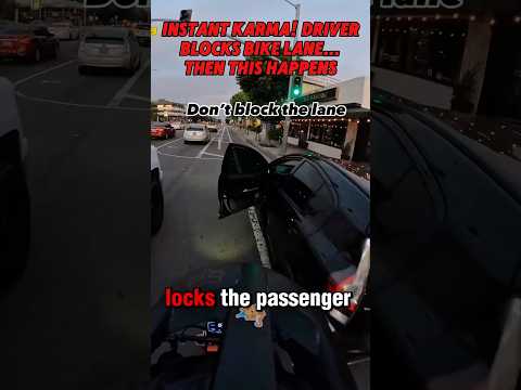 Instant Karma! Driver Blocks Bike Lane… Then THIS Happens | @Pevpilot  #motorcycle #biker #funny