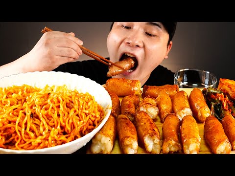 겉바속촉 통대창과 불닭볶음면 파김치 먹방~!! 리얼사운드  ASMR Mukbang(Eating Show)