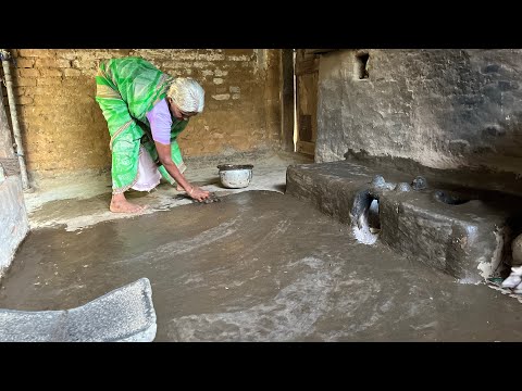 Grandma morning routine/ cleaning mud kitchen / village life