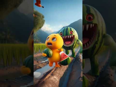 Di kejar monster buah dan sayur 😱💥🍉🍅 Bebek Sedih Sekali  #bebeklucu  #duckshorts #bebek  #ai #shorts