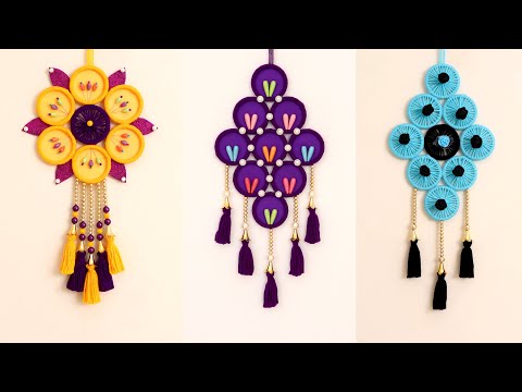 Wallmate | Bangles Wallmate | Old Bangles Reuse Ideas | Easy Woolen Flower Wall Hanging Ideas