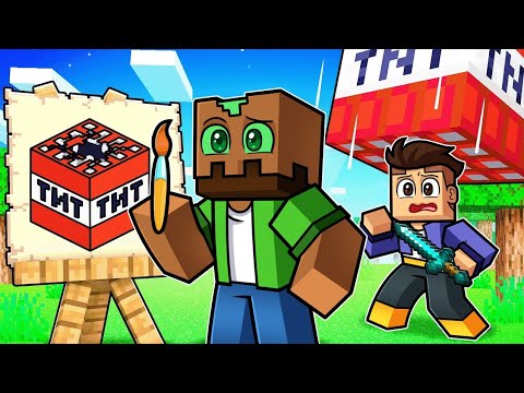 Youtuber vs Cazador PERO Todo lo Que Dibujo APARECE en Minecraft!