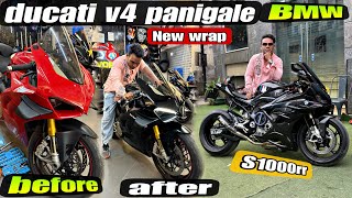 Ducati ko kar Diya  black look amazing 🤩 | ￼￼Ducati V4 vs BMW S1000RR: The Ultimate Track Wrap-Up |