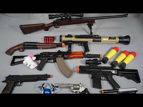 AK47 and Rocket Launcher Nerf Gun Toy Gun Airsoft Wood Sniper rifle - Realistic Toy Guns Collection
