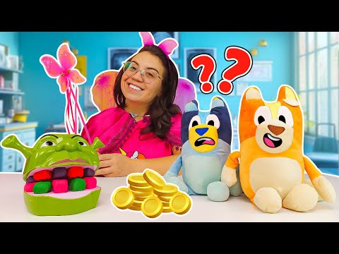 Las aventuras de Bluey y Bingo. ¡El regalo del hada de los dientes! Juguetes peluches